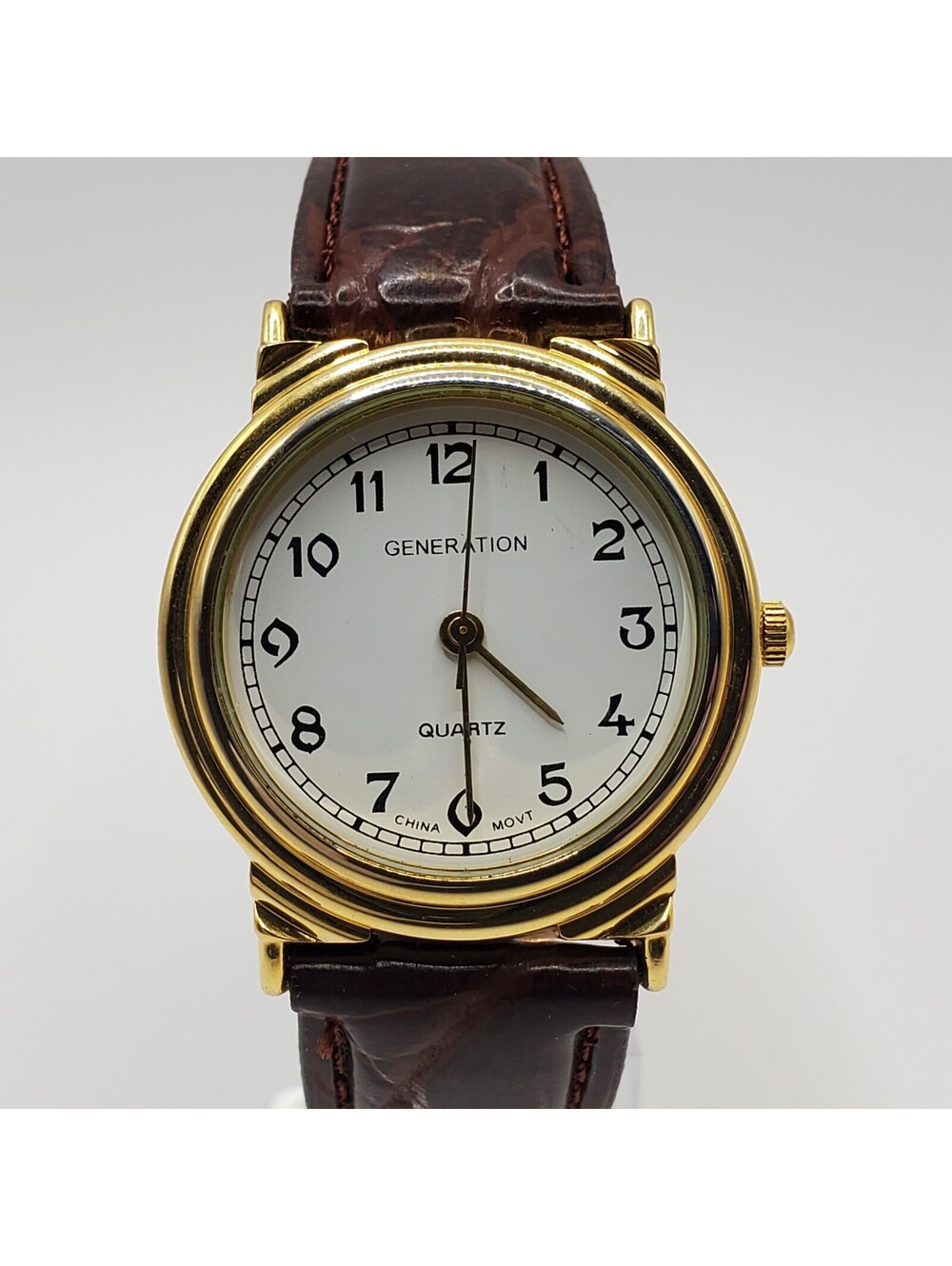 Generation Quartz Watch Women 31mm White Round Dial Gold Tone New Battery